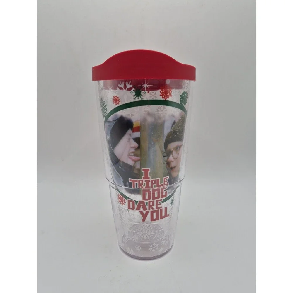 A Christmas Story Tervis Tumbler Hot/ Cold Red Lid, Holiday Tumbler 24 Ounce